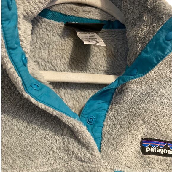 Patagonia Grey Teal Fleece Jacket Womens Sz XS Re-Tool Snap-T Pulloverver Hiking - Picture 6 of 16